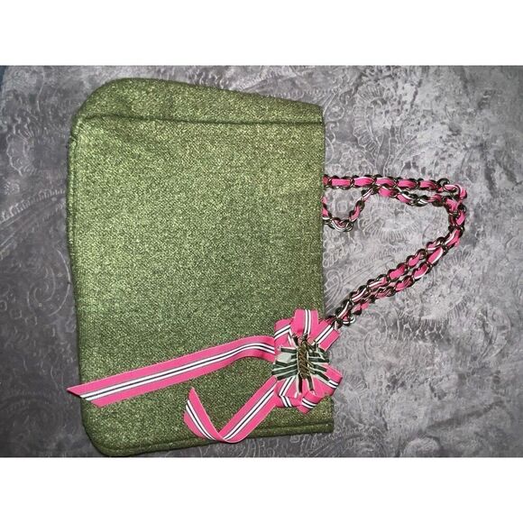 Bath & Body Works Tote Bag Goldie Limited Edition Olive Green Metal Chain Strap - Picture 6 of 10
